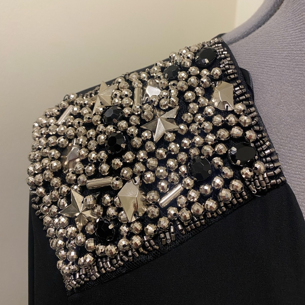 Melissa McCarthy Seven7 Black Embellished Jewels Sheer Top size 2X